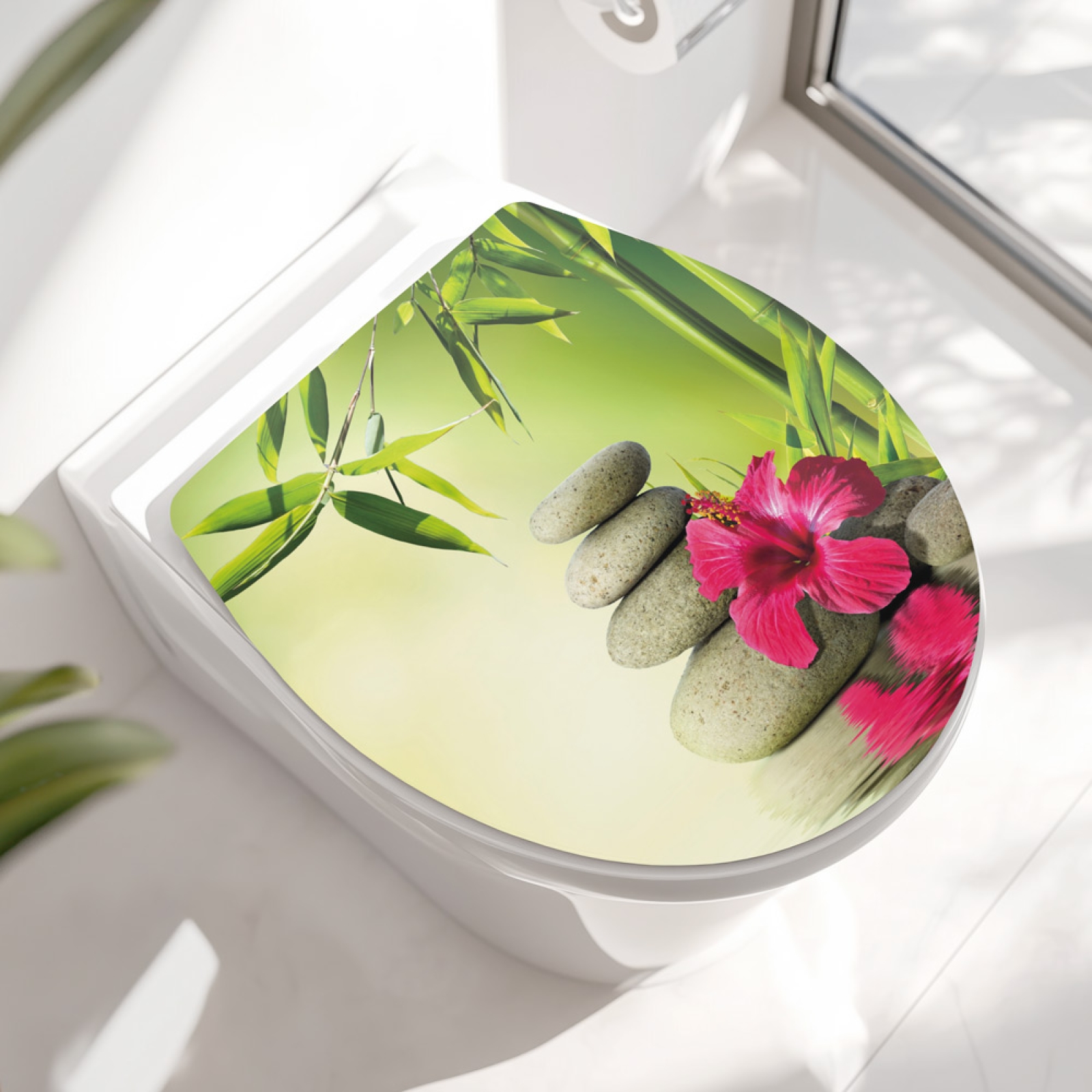Wc Deckel Aufkleber Zen Steine und Orchidee Hauptbild