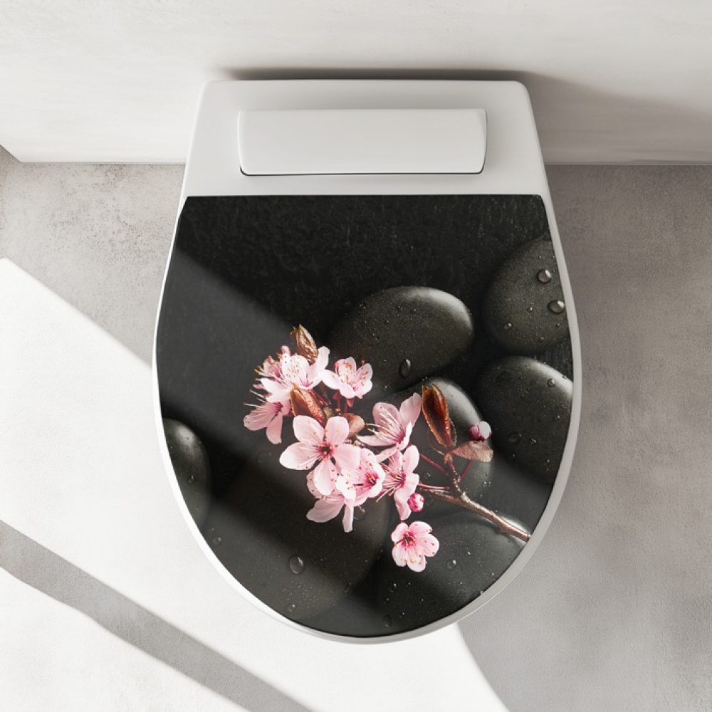 Wc-Deckel Aufkleber Orchideen & Steine Artikelbild 1