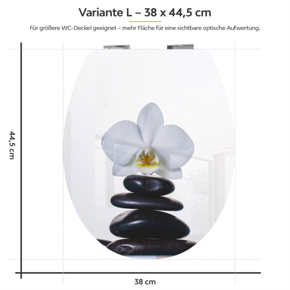 Wc-Deckel Aufkleber weiße Orchidee Variante 38 x 44 cm