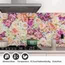 Mobile Preview: Küchenrückwand Folie elegante Rosen in Pastellfarben Detailbild 1