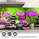 Mobile Preview: Küchenrückwand Folie Steine Orchideen Bambus & Kerzen Detailbild 1