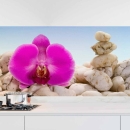 Mobile Preview: Küchenrückwand Folie Orchideen & Sandsteine Hauptbild