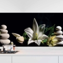 Mobile Preview: Küchenrückwand Folie asiatische Harmonie - Zen-Motiv mit Lilien Hauptbild
