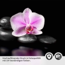 Mobile Preview: Küchenrückwand Folie Violette Orchideen - Zen-Motiv mit Reflexion Detailbild 2