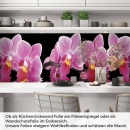 Mobile Preview: Küchenrückwand Folie Orchideen Pink - Pink auf Schwarz Artikelbild 1