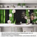 Mobile Preview: Küchenrückwand Folie asiatische Ruhe - Bambus & weiße Blüten Artikelbild 1