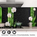 Mobile Preview: Küchenrückwand Folie asiatische Ruhe - Bambus & weiße Blüten Detailbild 1