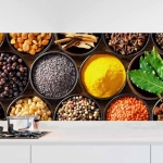Mobile Preview: Küchenrückwand Folie Gewürze in Schalen - Intensives Küchenflair Hauptbild 1