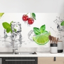 Mobile Preview: Küchenrückwand Folie spritzige Limetten & Kirschen Hauptbild 1
