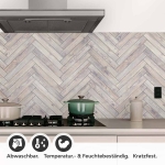 Mobile Preview: Küchenrückwand Folie Fischgräten Holzoptik Detailbild 1