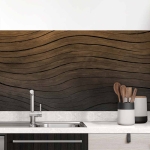 Mobile Preview: Küchenrückwand Folie Wellenholz Optik Hauptbild 1