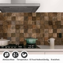 Mobile Preview: Küchenrückwand Folie Holzblock Mosaik Optik Detailbild 1