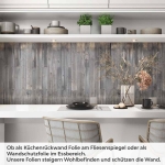 Mobile Preview: Küchenrückwand Folie graue Holzmaserung im Vintage Look Artikelbild 1