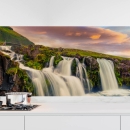 Mobile Preview: Küchenrückwand Folie Wasserfall Bergkulisse Hauptbild 1