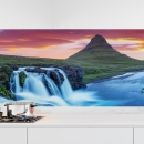 Mobile Preview: Küchenrückwand Folie Wasserfall & Bergsee am Abendlicht Hauptbild 1