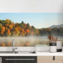Mobile Preview: Küchenrückwand Folie Herbstpanorama mit Nebelschleier am See Hauptbild 1
