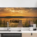 Mobile Preview: Küchenrückwand Folie Steg im See zum Sonnenuntergang Hauptbild 1
