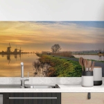 Mobile Preview: Küchenrückwand Folie Mühlenlandschaft am Wasser Hauptbild 1