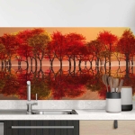 Mobile Preview: Küchenrückwand Folie Bäume am See - Herbstliche Natur Hauptbild 1