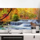 Mobile Preview: Küchenrückwand Folie Wasserfall im Herbstwald Hauptbild 1