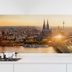 Mobile Preview: Küchenrückwand Folie Kölns Ufer im sanften Dämmerlicht Hauptbild 1