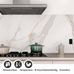 Mobile Preview: Küchenrückwand Folie Marmoroptik mit Goldakzenten Detailbild 1