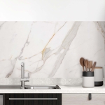 Mobile Preview: Küchenrückwand Folie Marmoroptik mit Goldakzenten Hauptbild 1