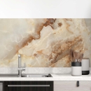 Mobile Preview: Küchenrückwand Folie Marmoroptik in beige & braun - Luxuriös und warm Hauptbild 1
