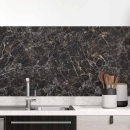 Mobile Preview: Küchenrückwand Folie Schwarz-Braun Marmordesign Hauptbild 1