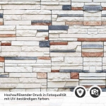 Mobile Preview: Küchenrückwand Folie Naturstein Look - Rustikaler trifft Farbe Detailbild 2