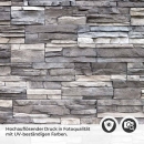 Mobile Preview: Küchenrückwand Folie Wandsteinoptik - Naturgetreue Schiefer in edlen Grautönen Detailbild 2