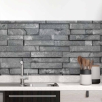 Mobile Preview: Küchenrückwand Folie Schiefer Steinwand - Grau für urbanes Flair Hauptbild 1