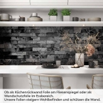 Mobile Preview: Küchenrückwand Folie Schieferoptik Schwarz - Eleganz für Ihre Küche Artikelbild 1