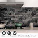 Mobile Preview: Küchenrückwand Folie Schieferoptik Schwarz - Eleganz für Ihre Küche Detailbild 1