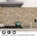 Mobile Preview: Küchenrückwand Folie Beige-goldene Ziegelmuster - Warme Ziegeloptik Detailbild 1
