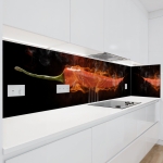 Mobile Preview: Küchenrückwand Platte Chili­ Peperoni in Flammen Artikelbild 1