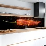 Mobile Preview: Küchenrückwand Platte Chili­ Peperoni in Flammen Hauptbild 1