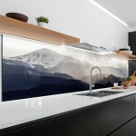 Mobile Preview: Küchenrückwand Platte Dezente Berglandschaft Hauptbild 1