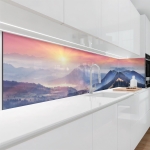 Mobile Preview: Küchenrückwand Platte Morgentlicher Bergblick im Nebel Hauptbild 1