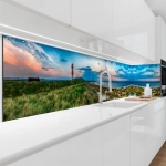 Mobile Preview: Küchenrückwand Platte Dünen, Leuchtturm & Meer Hauptbild 1