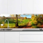 Mobile Preview: Küchenrückwand Platte Herbstlicher Waldweg Hauptbild 1