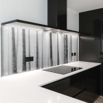 Mobile Preview: Küchenrückwand Platte Baumstämme im Nebel Artikelbild 2