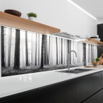 Mobile Preview: Küchenrückwand Platte Monochrome Baumstämme im Wald Artikelbild 2