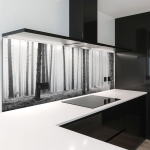 Mobile Preview: Küchenrückwand Platte Monochrome Baumstämme im Wald Hauptbild 1