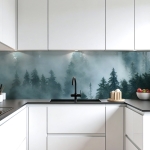 Mobile Preview: Küchenrückwand Platte Tannenwald im Nebel Artikelbild 1