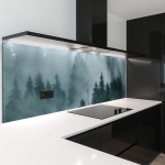 Mobile Preview: Küchenrückwand Platte Tannenwald im Nebel Hauptbild 1
