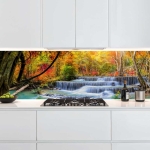 Mobile Preview: Küchenrückwand Platte Herbstlicher Wasserfall im Wald Artikelbild 2