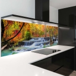 Mobile Preview: Küchenrückwand Platte Herbstlicher Wasserfall im Wald Hauptbild 1