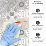 Mobile Preview: Küchenrückwand Platte Sanftes Beige Patchwork Mosaik Produktdetailbild 3: Reinigung leicht gemacht!