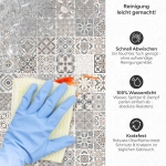 Mobile Preview: Küchenrückwand Platte Patchwork‑Design in Sandtönen Produktdetailbild 3: Reinigung leicht gemacht!